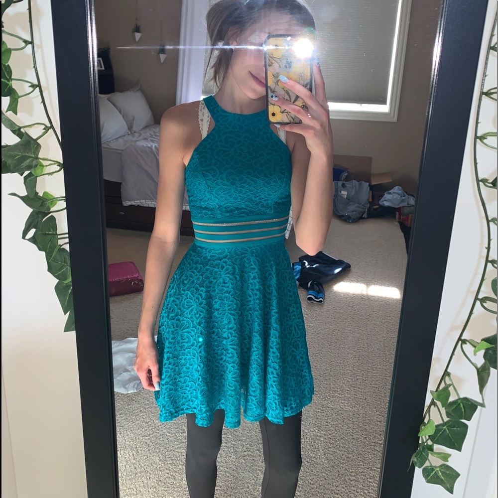 Teal lace dress